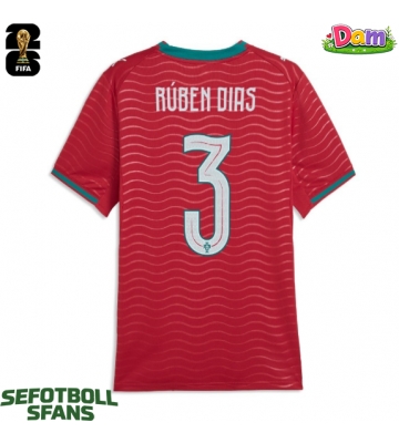Portugal Ruben Dias #3 Hemmatröja Kvinnor VM 2026 Kortärmad